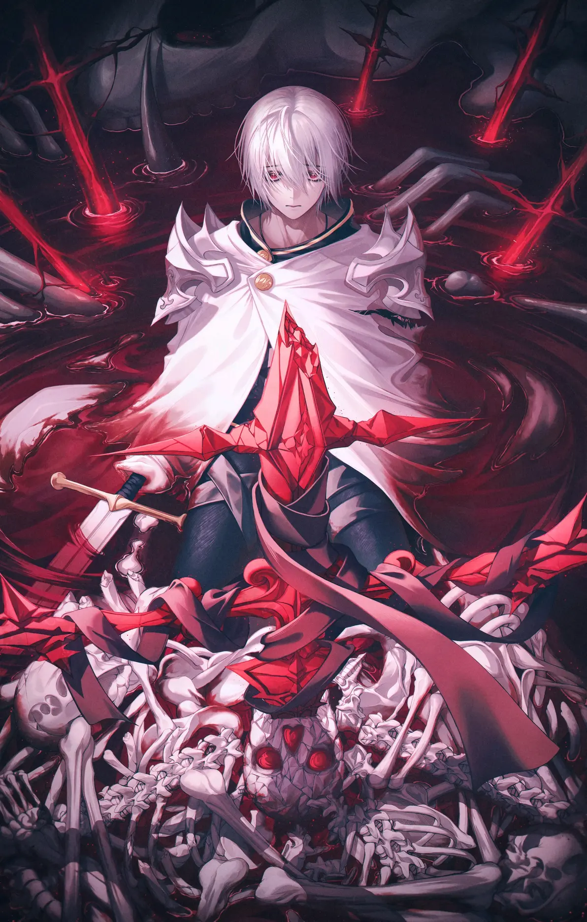 神秘的对比 – 银白发赤瞳角色插画特辑