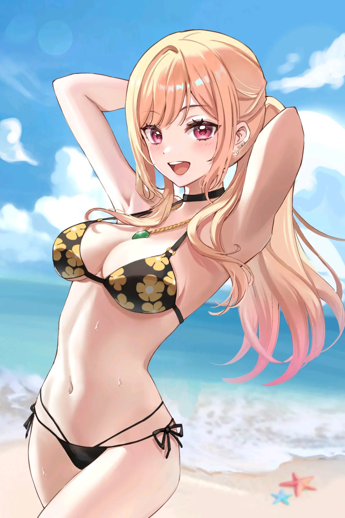 海边的亮点♡ – 花纹比基尼插画特辑