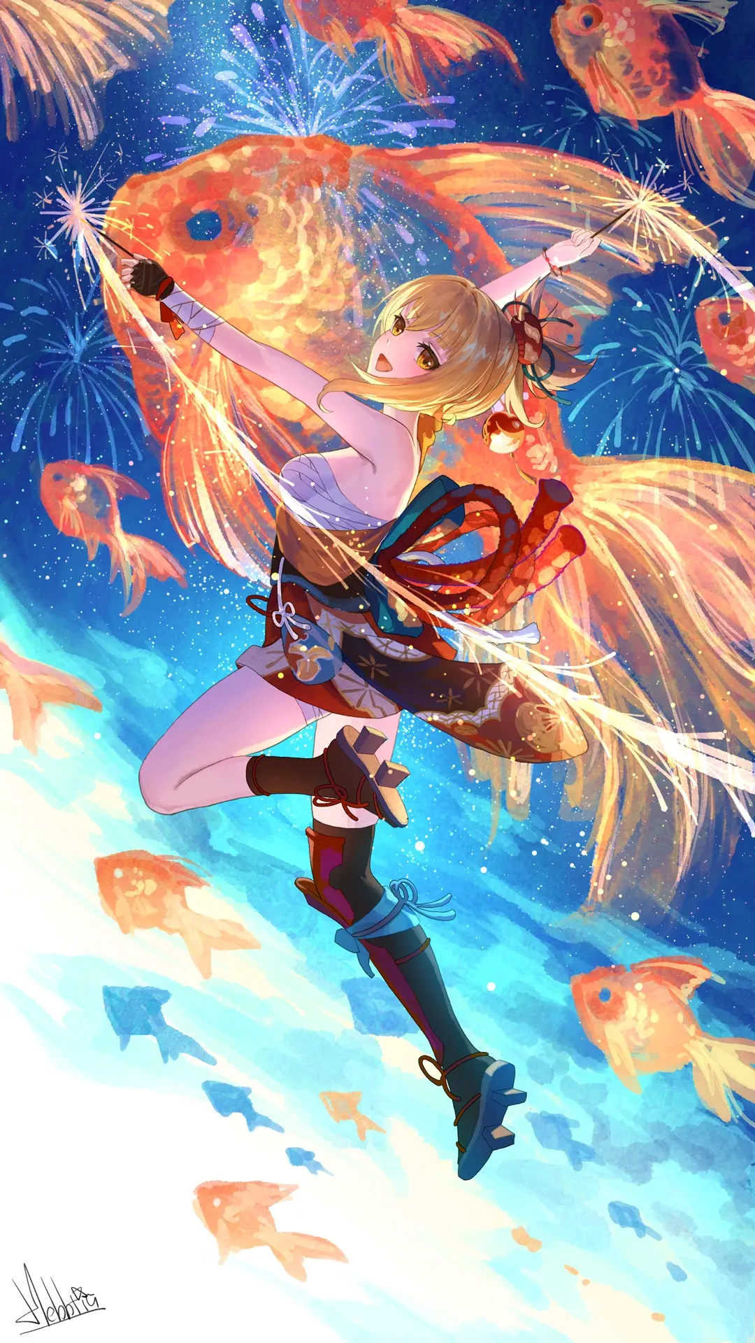 优雅泳姿 – 金鱼插画特辑