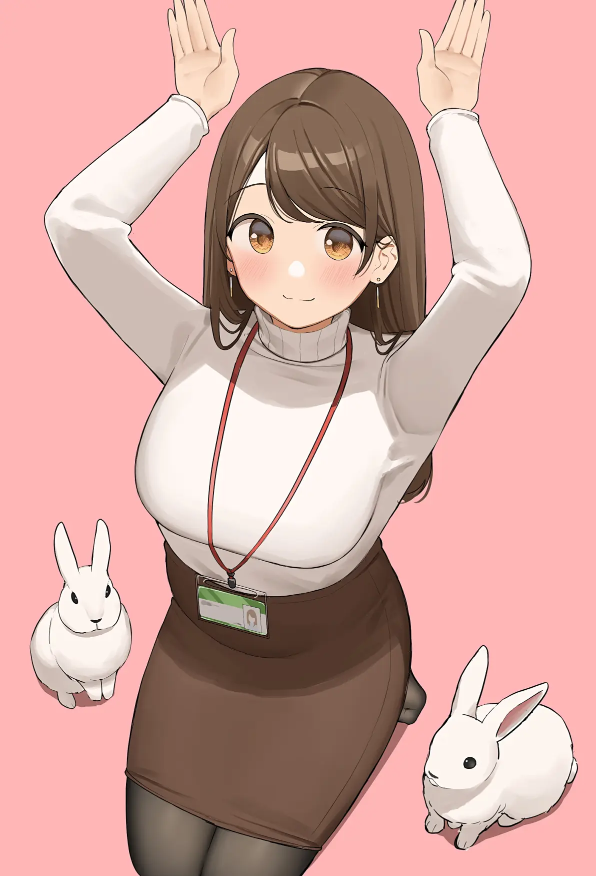 把双手举到头上♡ – 兔耳手势插画特辑