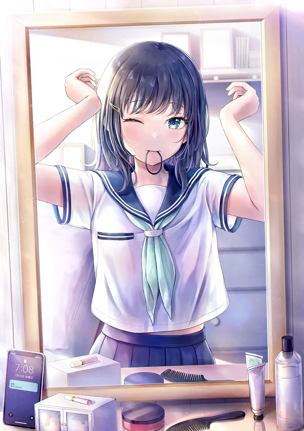 效率至上♪ – 咬着发圈插画特辑