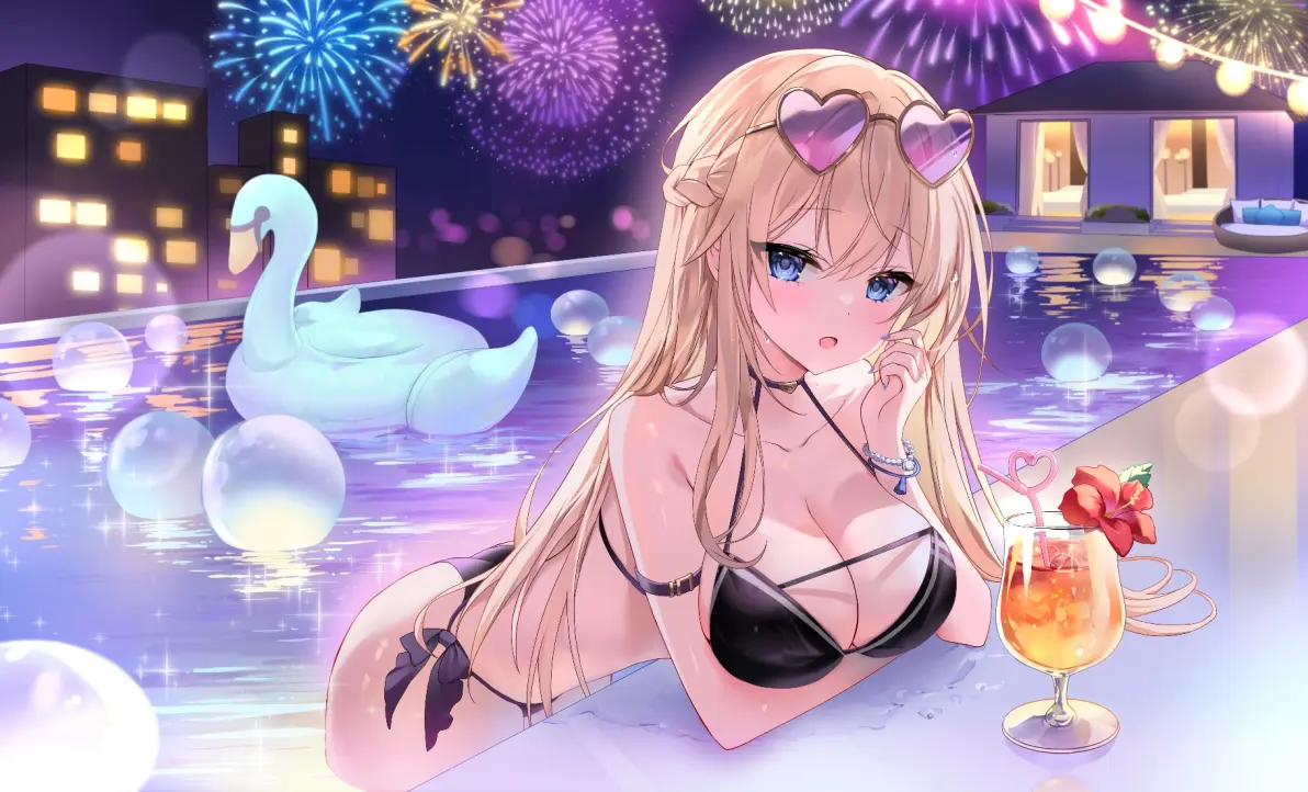 绝对上镜♡ – 夜间泳池插画特辑