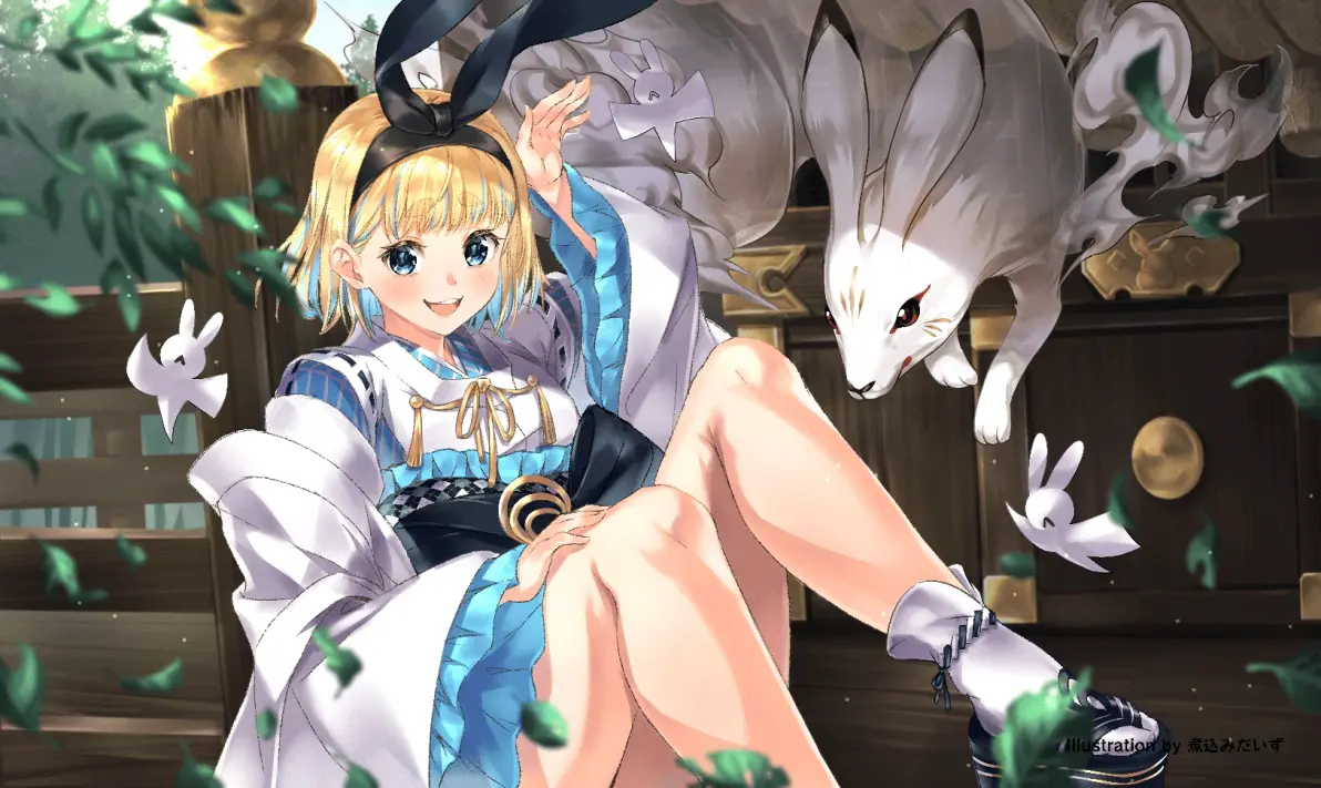 把双手举到头上♡ – 兔耳手势插画特辑