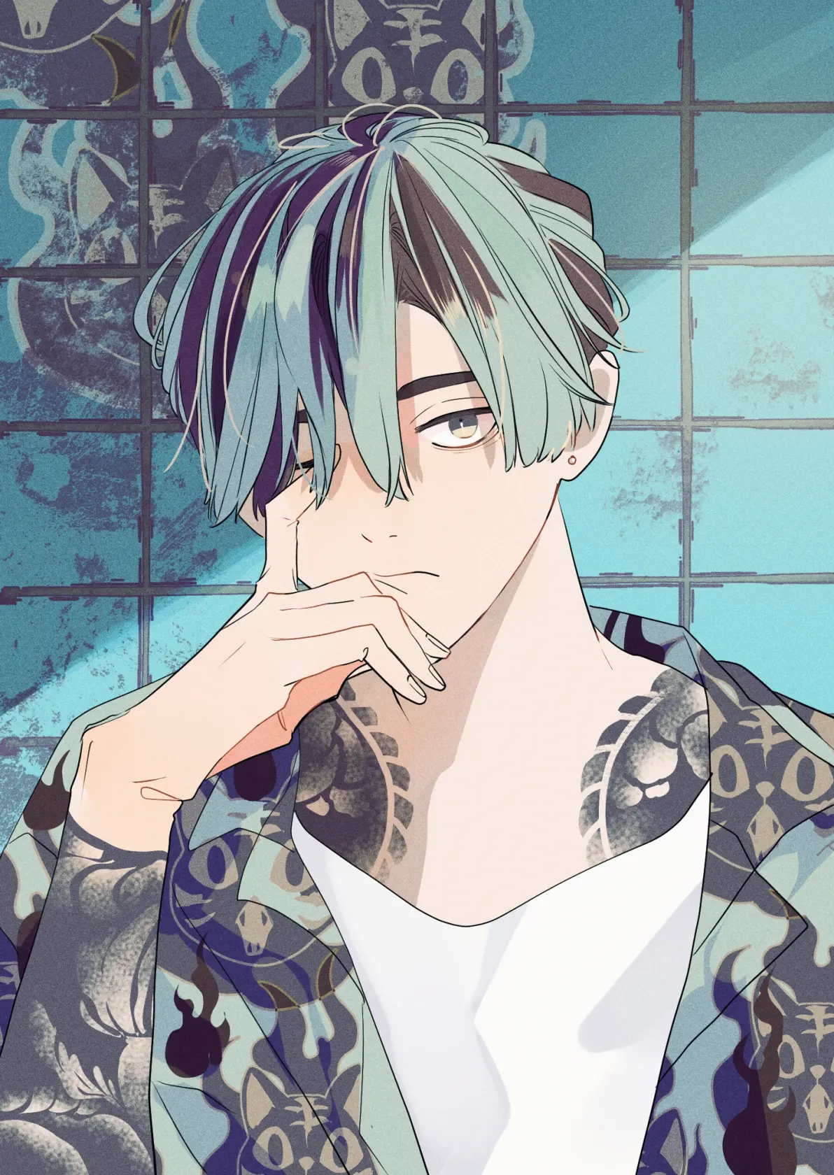 目光聚焦于指尖 – 手放嘴边插画特辑