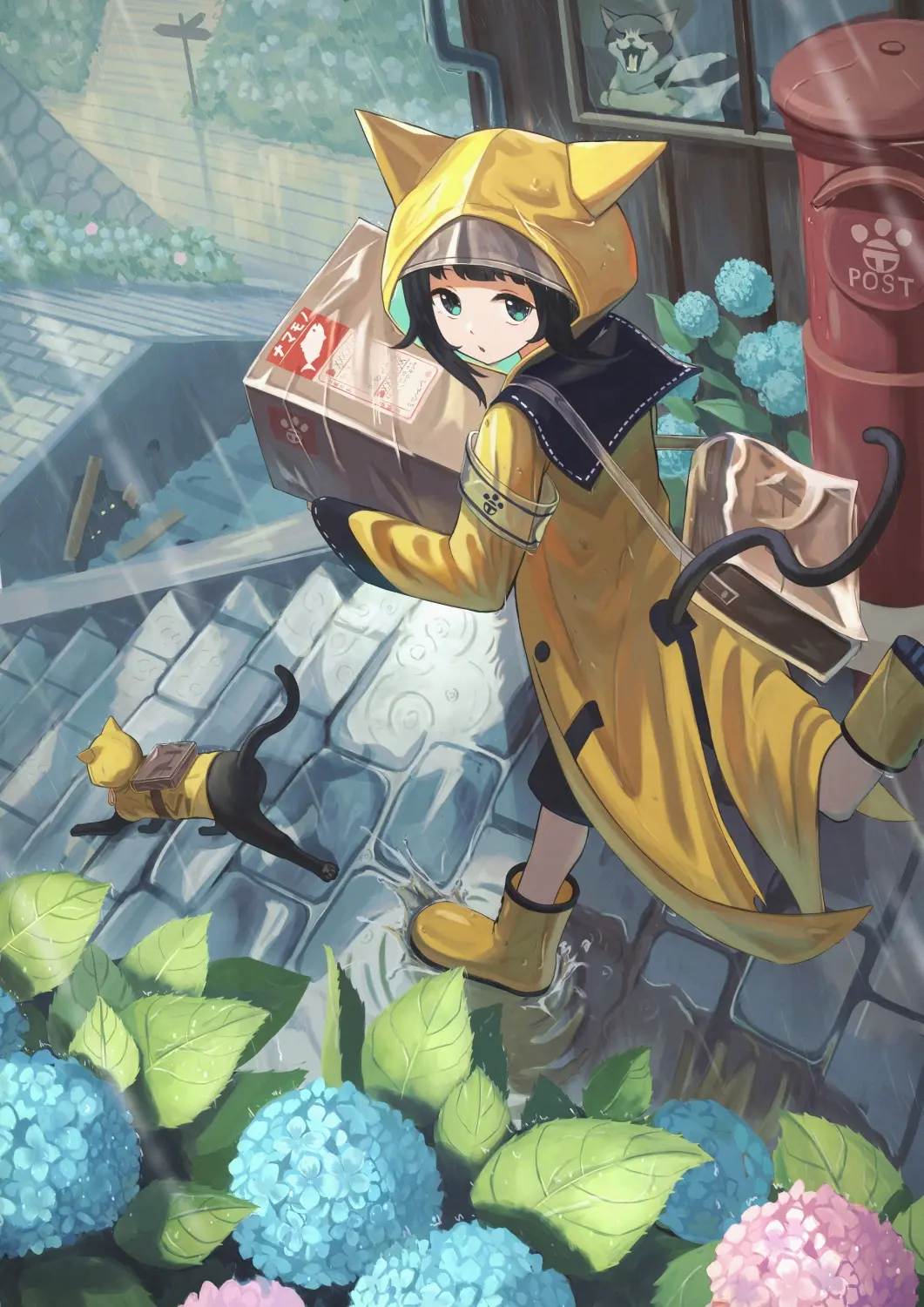 为雨景增色/绣球花插画特辑