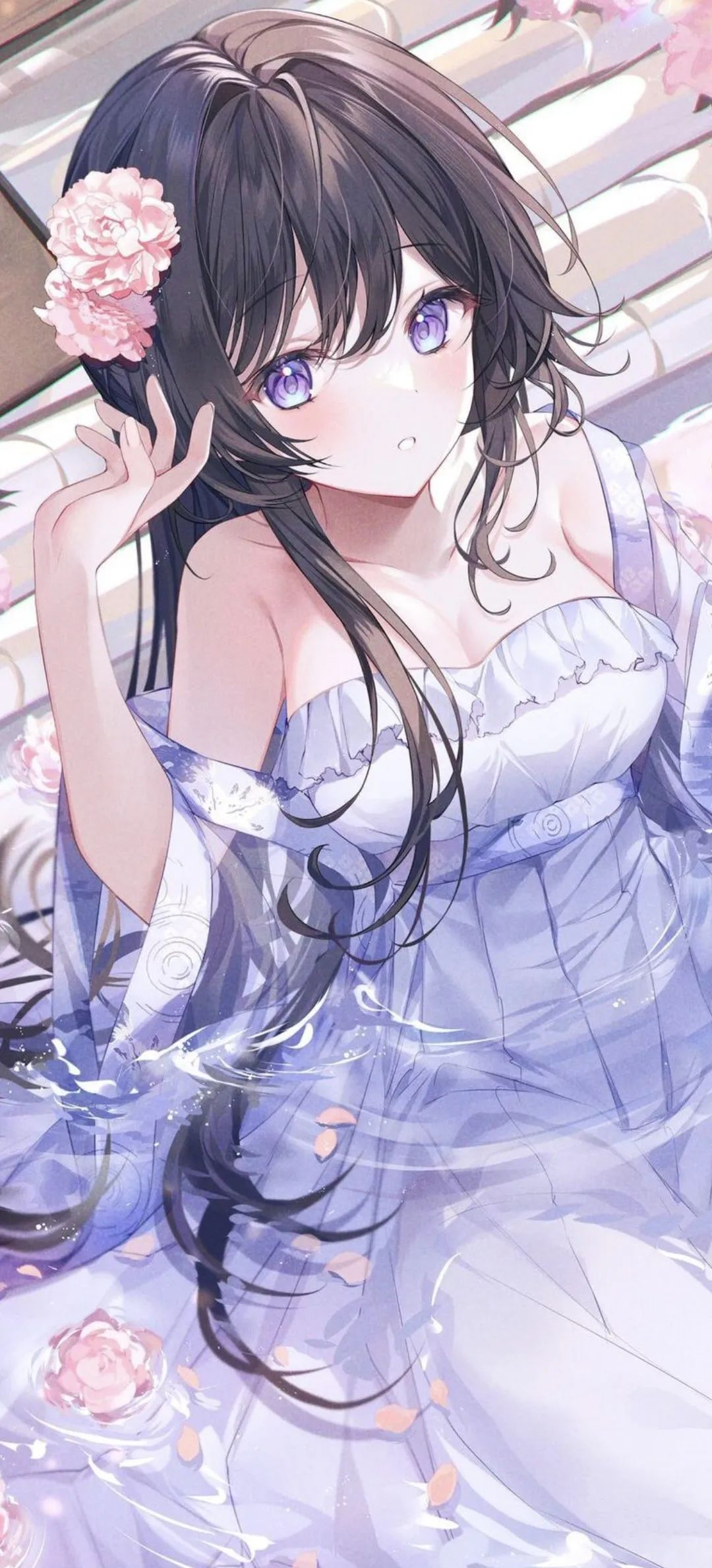 动漫壁纸 | 坐在廊下听雨，时间慢得如同凝固